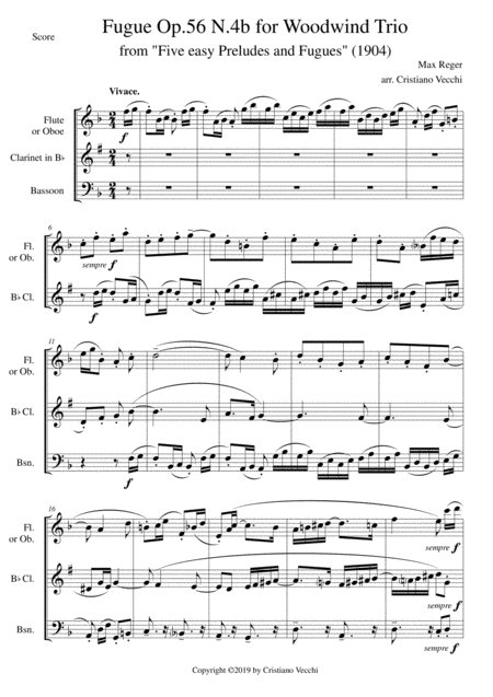 Free Sheet Music Fugue Op 56 N 4b For Woodwind Trio