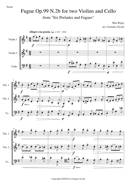 Free Sheet Music Fugue Op 99 N 2b For Two Violins And Cello