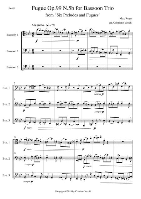 Fugue Op 99 N 5b For Bassoon Trio Sheet Music