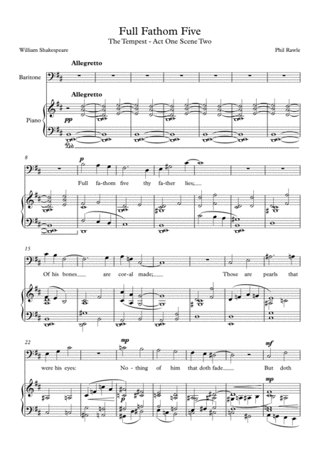 Full Fathom Five Baritone Solo Sheet Music