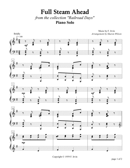 Full Steam Ahead Piano Solo Sheet Music