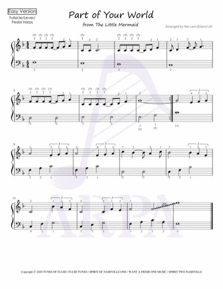 Free Sheet Music Fullsicle Lever Harps Part Of Your World From The Little Mermaid