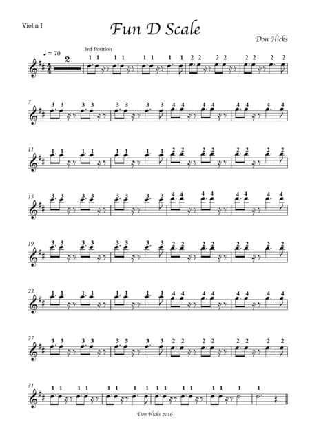 Free Sheet Music Fun D Scale For Violin And Or Viola