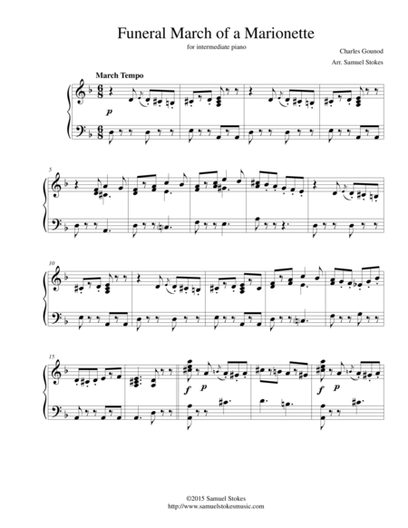 Funeral March Of A Marionette For Intermediate Piano Sheet Music