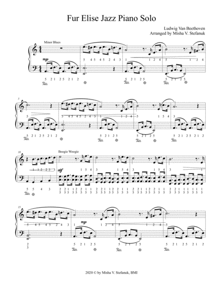 Fur Elise Jazz Piano Solo Easy Piano Classics Sheet Music