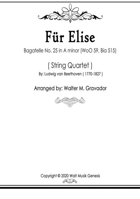 Free Sheet Music Fur Elise String Quartet Arrangement