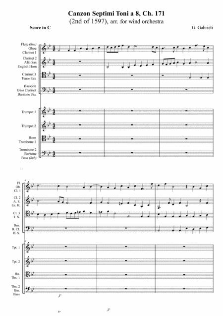 Free Sheet Music G Gabrieli Canzon Per Sonar Septimi Toni A 8 Ch 171 Arr For Wind Orchestra