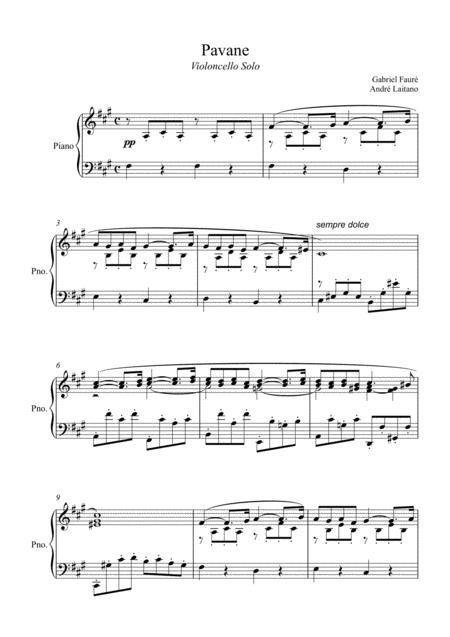 Gabriel Faur Pavane Violoncello Solo Sheet Music