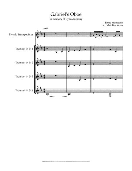 Free Sheet Music Gabriel Oboe For Solo Piccolo Trumpet And Trumpet Ensemble