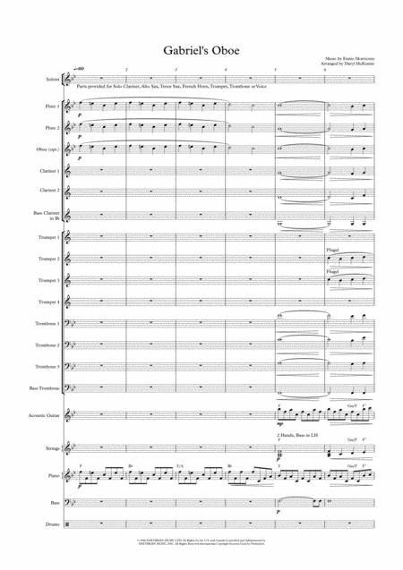 Free Sheet Music Gabriels Oboe Instrumental Solo Or Male Vocal With Big Band Key Of Bb