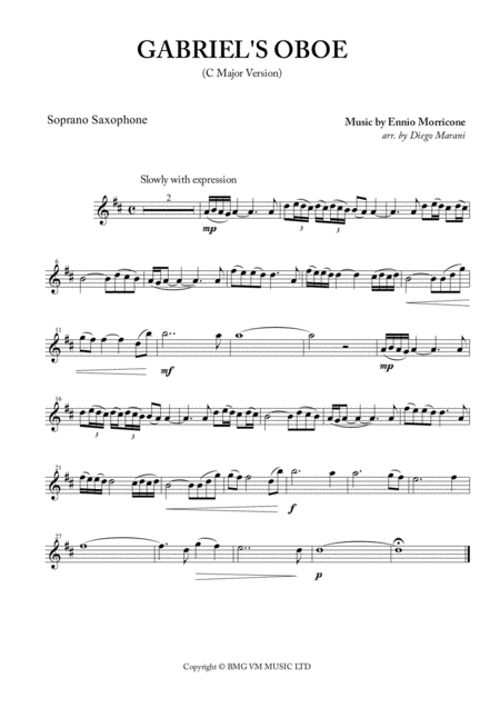 Free Sheet Music Gabriels Oboe Nella Fantasia For Saxophone Quartet