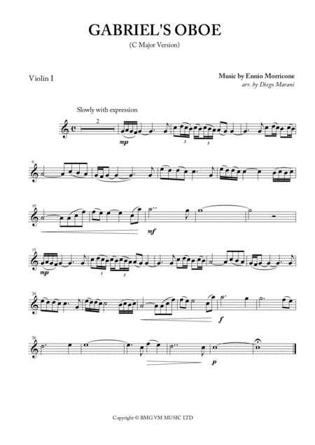 Free Sheet Music Gabriels Oboe Nella Fantasia For String Quartet