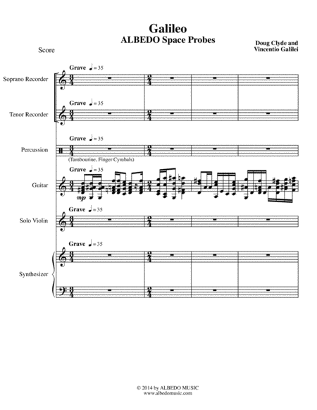 Free Sheet Music Galileo From Space Probes