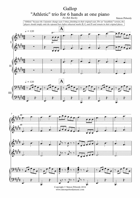 Gallop Athletic Trio For Piano 6 Hands Sheet Music