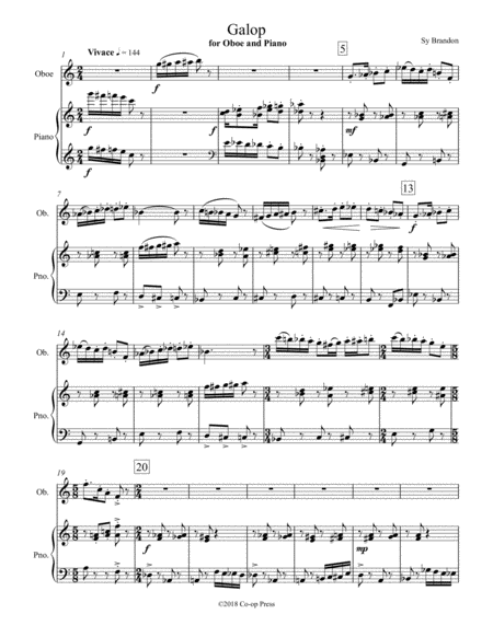 Galop For Oboe And Piano Sheet Music