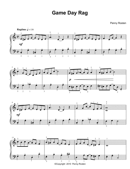 Free Sheet Music Game Day Rag