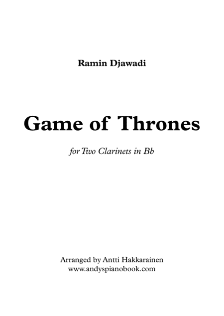 Game Of Thrones Clarinet Duet Sheet Music