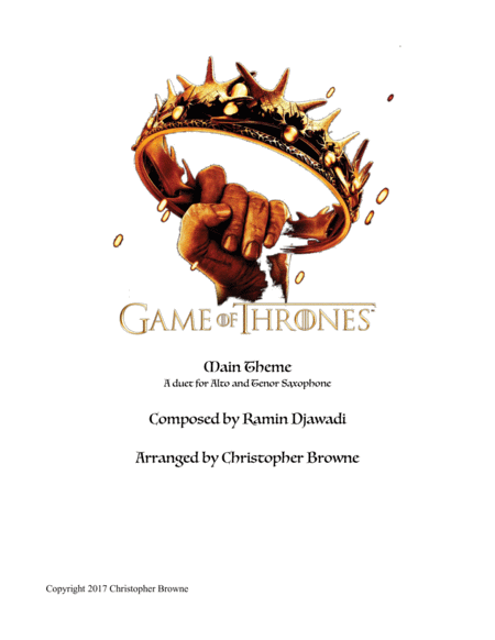 Game Of Thrones Duet For Alto And Tenor Saxophone Sheet Music