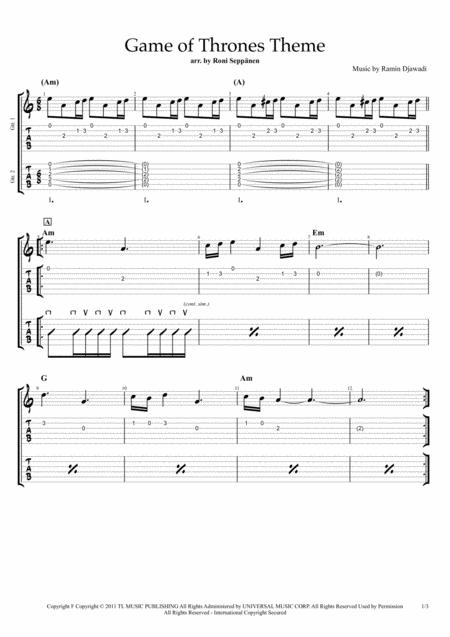 Game Of Thrones For Easy Guitar Sheet Music