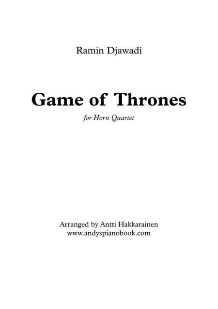 Game Of Thrones Horn Quartet Sheet Music