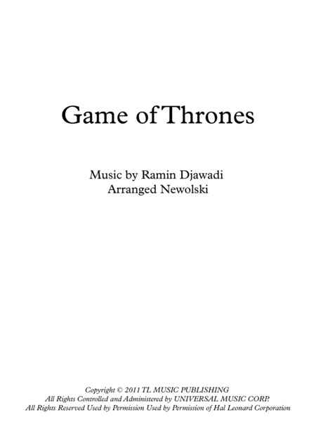 Game Of Thrones String Quartet Score And Parts Sheet Music