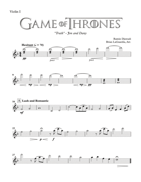 Game Of Thrones Truth Jon And Dany Sheet Music