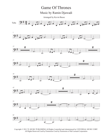 Game Of Thrones Tuba Sheet Music