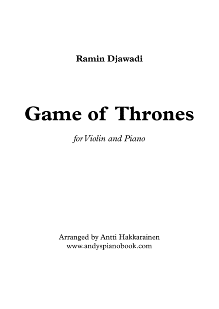 Game Of Thrones Violin Piano Sheet Music