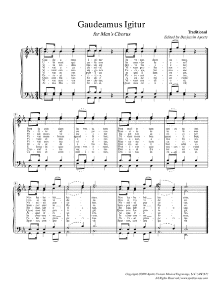 Gaudeamus Igitur For Mens Chorus 10 Verses Sheet Music