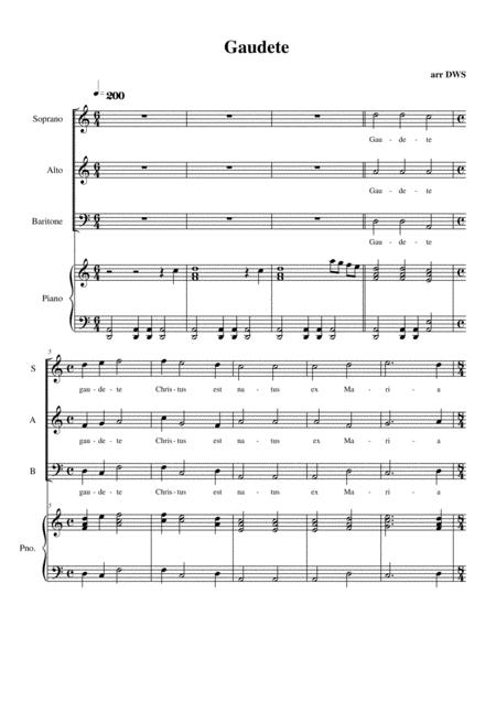 Free Sheet Music Gaudete For 3 Voices With Or Without Accompaniment