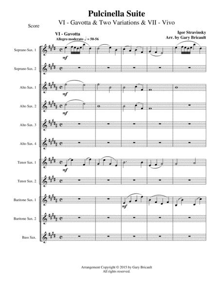 Free Sheet Music Gavotta And Vivo From Pulchinella