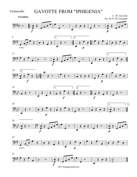 Gavotte From Iphegenia Sheet Music