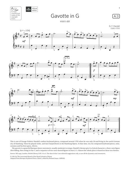 Gavotte In G Grade 3 List A3 From The Abrsm Piano Syllabus 2021 2022 Sheet Music