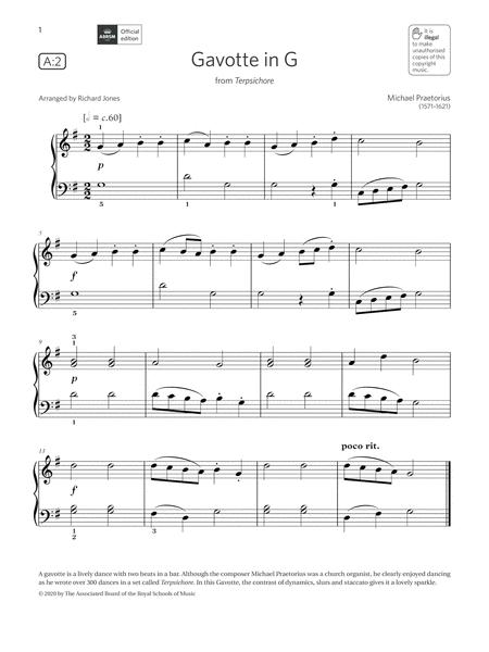 Free Sheet Music Gavotte In G Grade Initial List A2 From The Abrsm Piano Syllabus 2021 2022