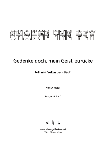 Gedenke Doch Mein Geist Zurucke A Major Sheet Music