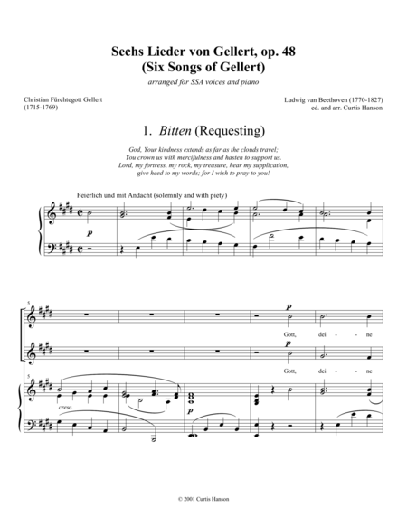 Free Sheet Music Gellertlieder Ssa