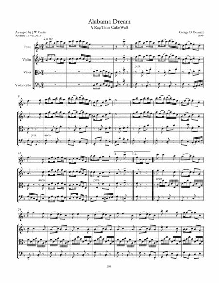 Free Sheet Music George D Bernard Alabama Dream 1899 Arranged For Flute String Trio