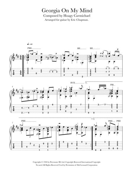 Georgia On My Mind Guitar Chord Melody Sheet Music