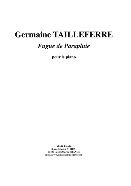 Germaine Tailleferre Fugue De Parapluie For Piano Sheet Music