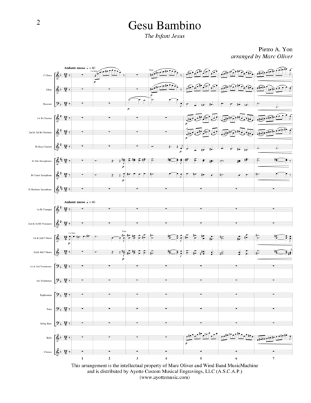 Gesu Bambino By Pietro Yon Arranged For Concert Band By Marc Oliver Sheet Music