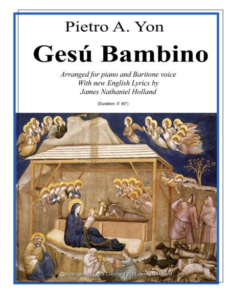 Free Sheet Music Gesu Bambino For Baritone Voice And Piano With New English Lyrics