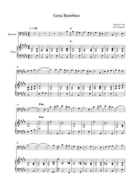 Free Sheet Music Gesu Bambino The Infant Jesus For Bassoon Piano