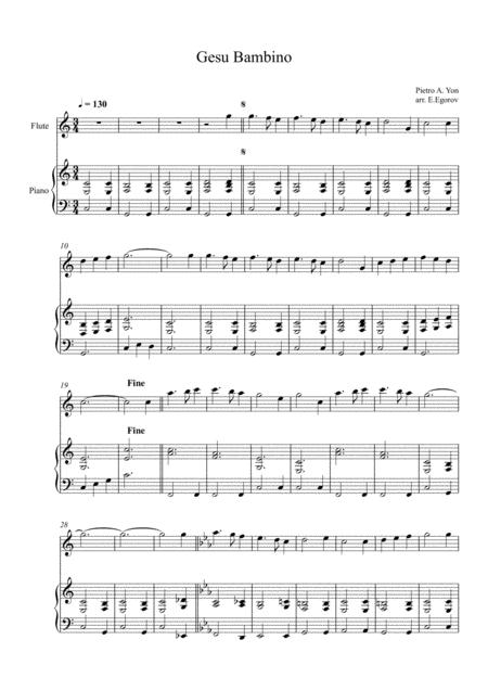 Free Sheet Music Gesu Bambino The Infant Jesus For Flute Piano