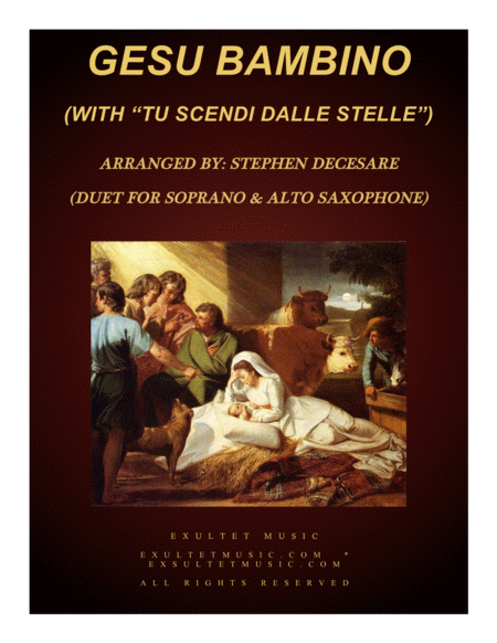 Gesu Bambino With Tu Scendi Dalle Stelle Duet For Soprano Alto Saxophone Sheet Music