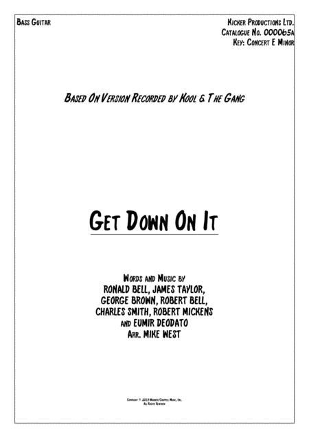 Get Down On It Bass Guitar Sheet Music