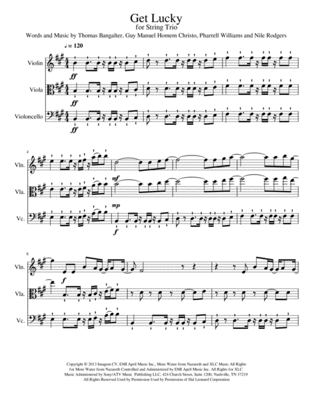 Get Lucky For String Trio Sheet Music