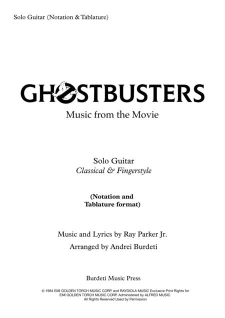 Ghostbusters Fingerstyle Solo Guitar Sheet Music