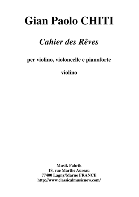 Gian Paolo Chiti Cahier Des Rves For Violin Violoncello And Piano Sheet Music