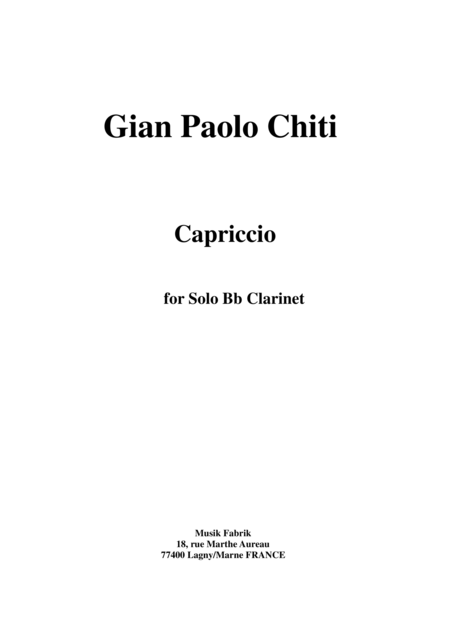 Free Sheet Music Gian Paolo Chiti Capriccio For Solo Clarinet