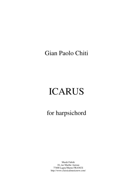 Gian Paolo Chiti Icarus For Harpsichord Sheet Music